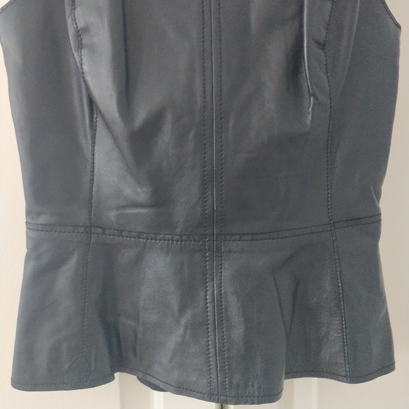 Nordstrom Halogen Black Leather Peplum Top XS - Picture 3 of 11